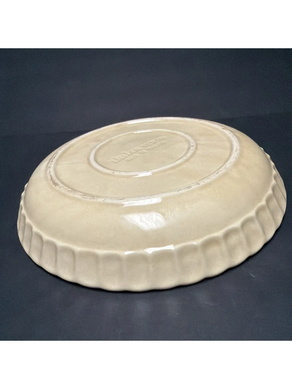 Vintage Lillian Vernon Pumpkin Pie Plate Pan Bottom Scalloped Edge Ceramic 11.25